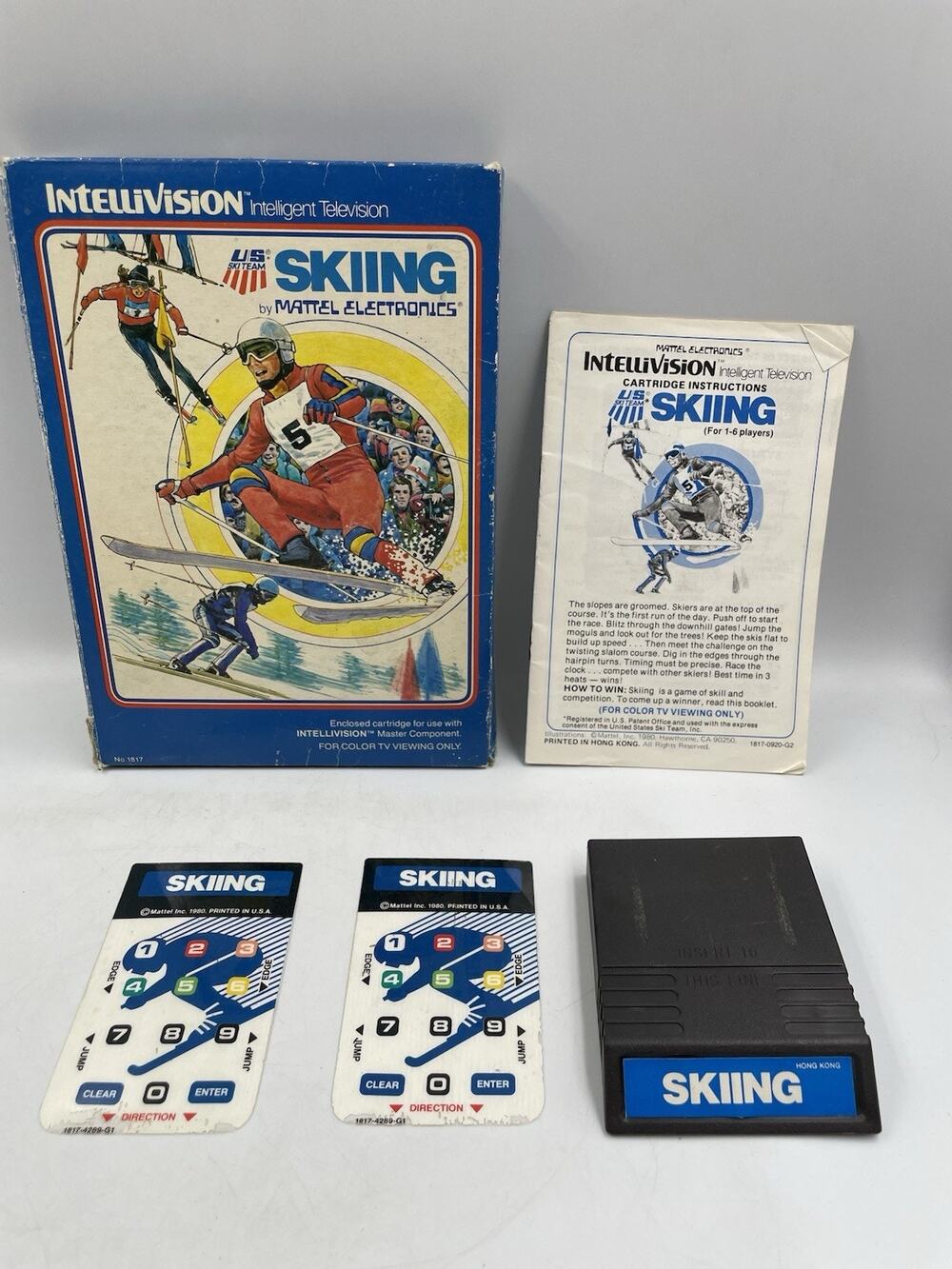 Vintage Intellivision SKIING Ski Video Game 1980 CIB Box Manual Overlays Mattel